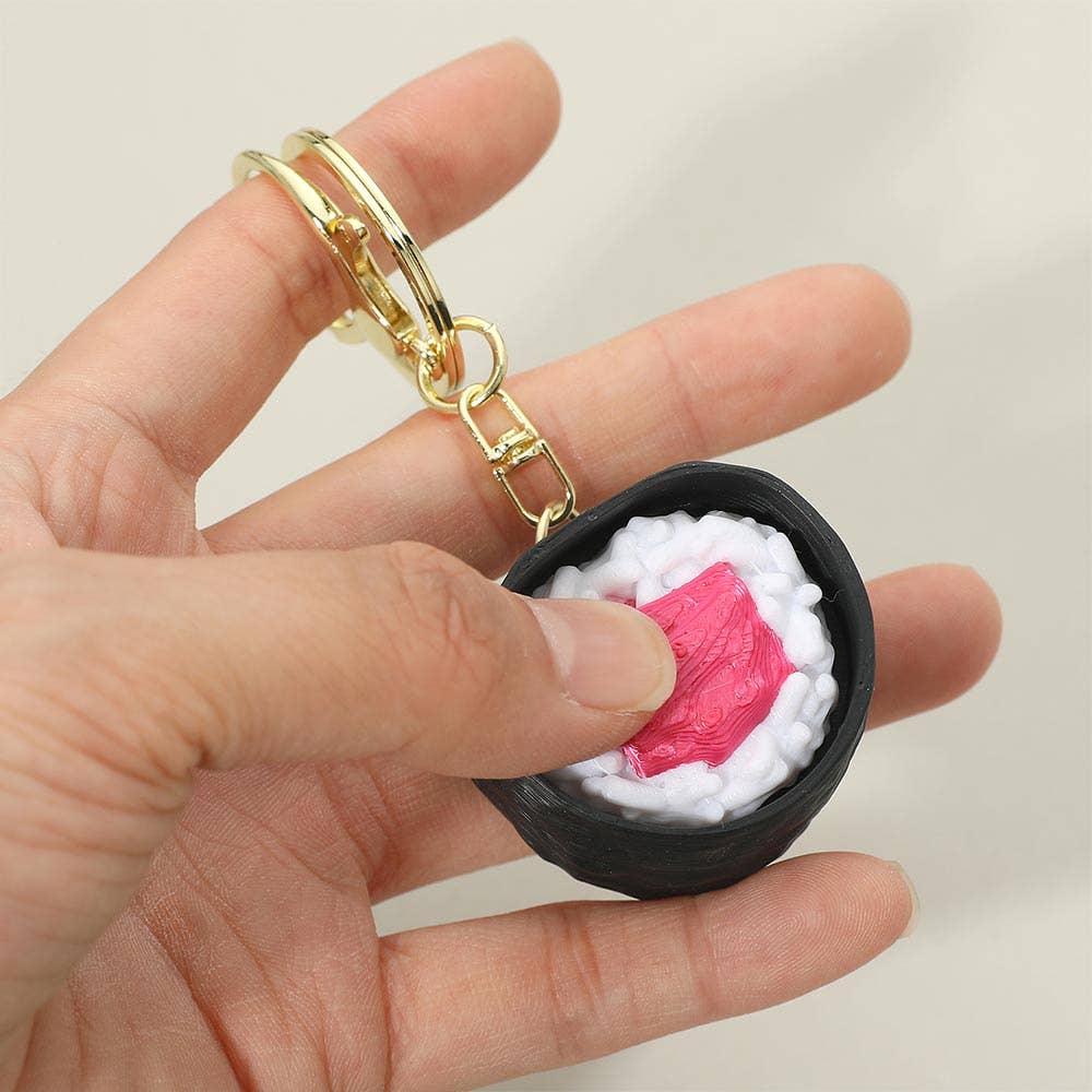 Mini Sushi Roll Clicker Fidget Bag Charm Keychains