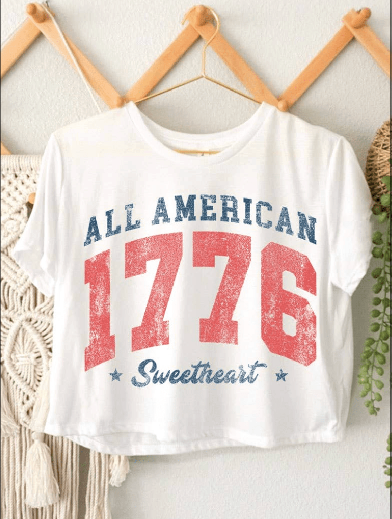 ALL AMERICAN 1776 SWEETHEART GRAPHIC CROP TOP - Foxy’s
