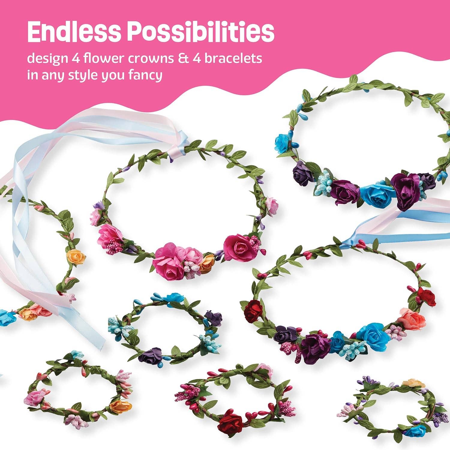 Flower Crowns & Bracelet Making Kit for Girls - Foxy’s
