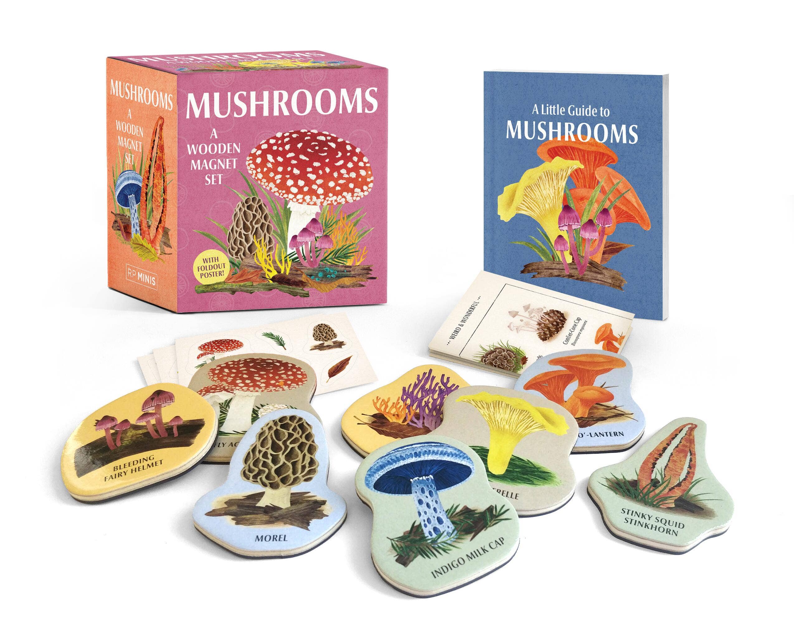 Mushrooms: Wooden Magnet Set