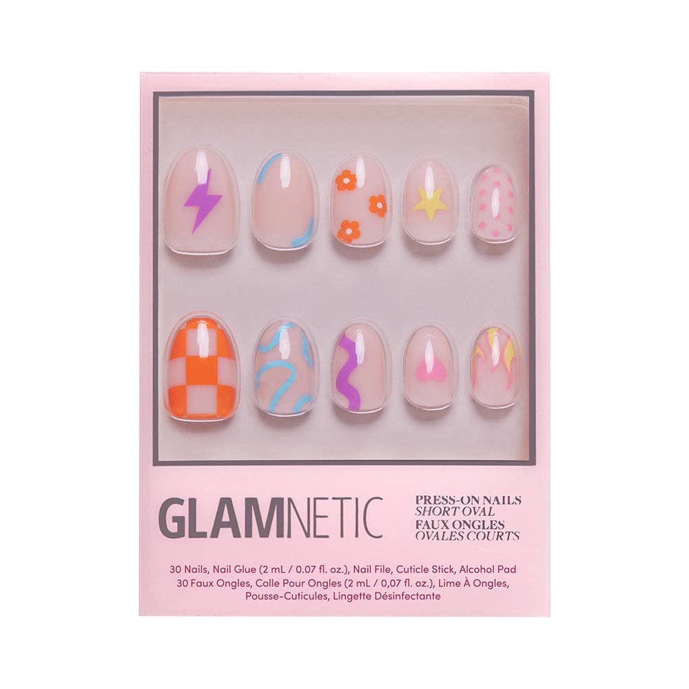 Wild Child Press-On Nails | Short Oval Multicolor Spring - Foxy’s