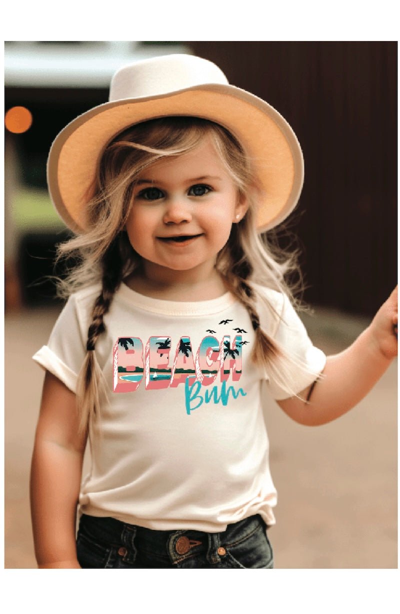 Beach Bum Girls' Outfit: Onesie (12 Mo) & Tee (XL) - Summer Fun! - Foxy’s