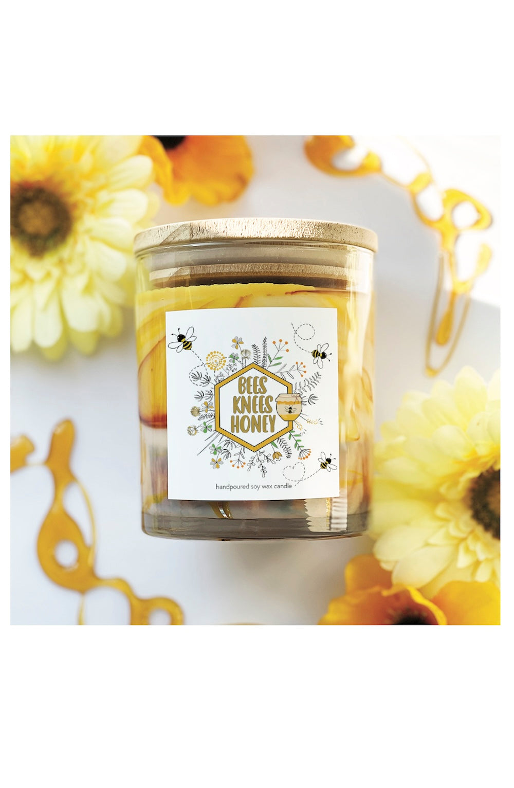 bees knees yellow candle