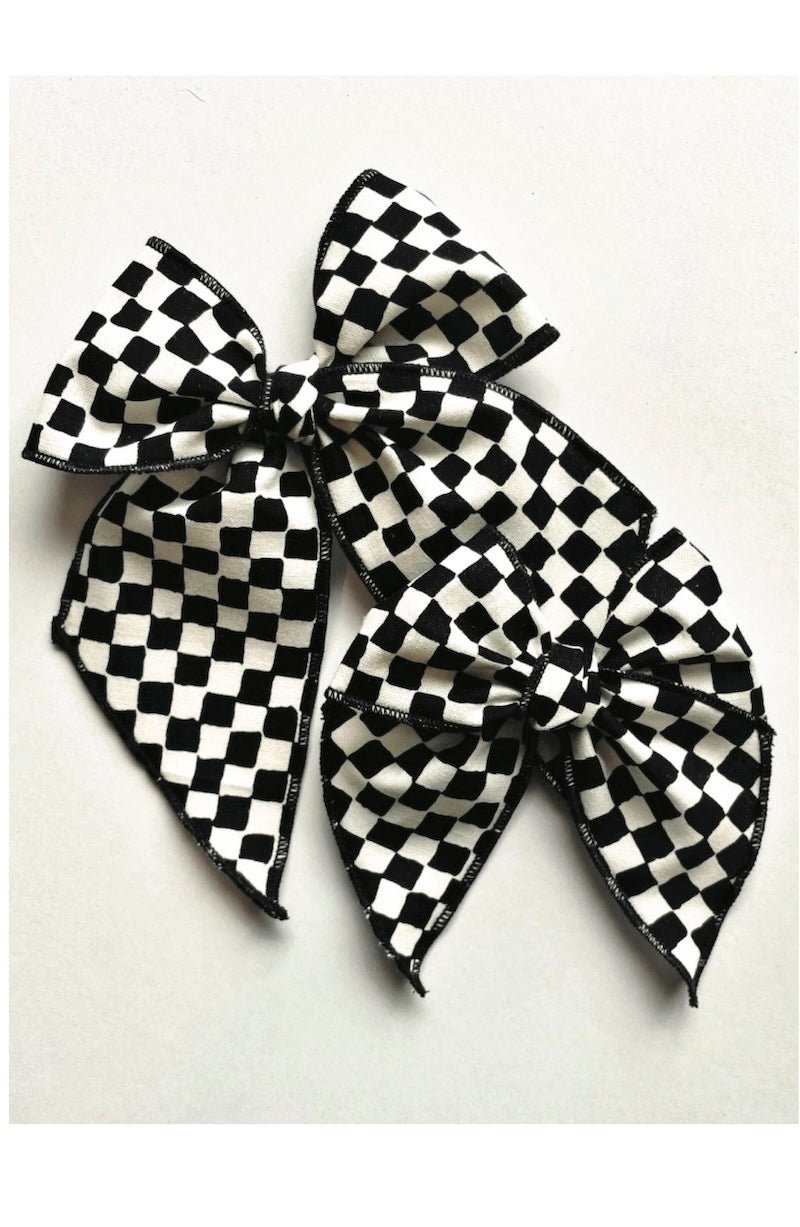 Checkered Hair Bow for Girls - Black & White Gingham Bow - Foxy's Leotards - Foxy’s