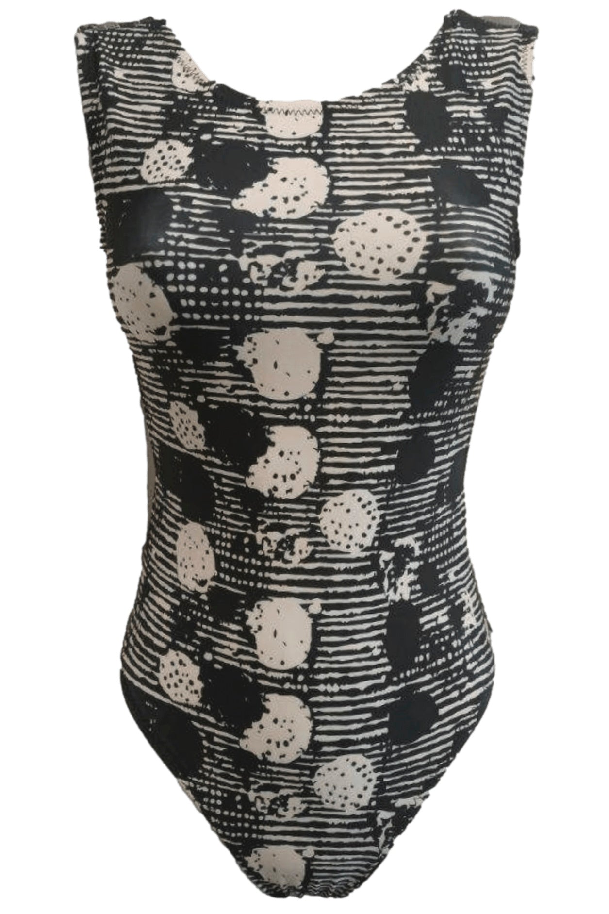 Dot Matrix Leotard - Black & Cream Gymnastics Leotard | Foxy's - Foxy’s