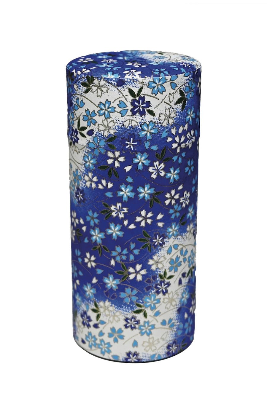 Japanese Double-Lid Tea Container – Blue White Sakura (200g) - Foxy’s