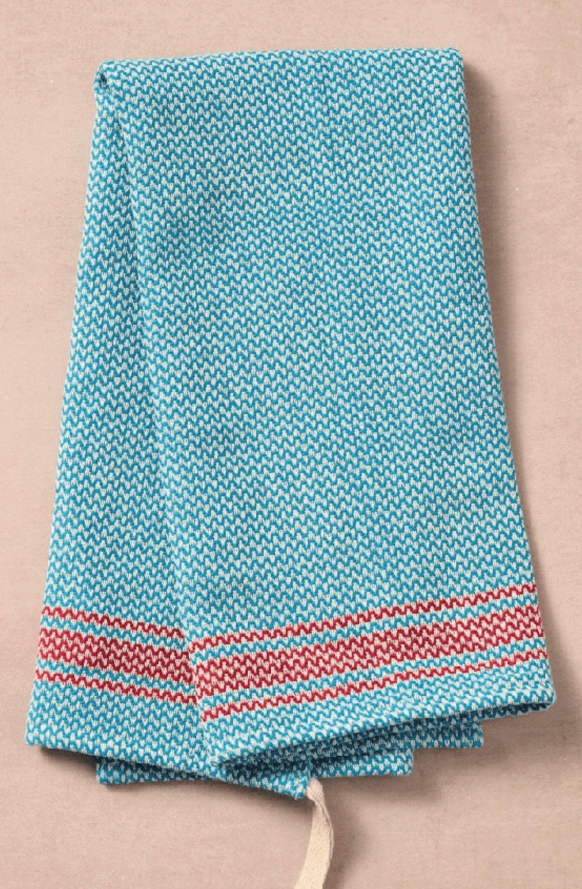 Matbakh Cotton Tea Towel - Aqua with Red - Foxy’s