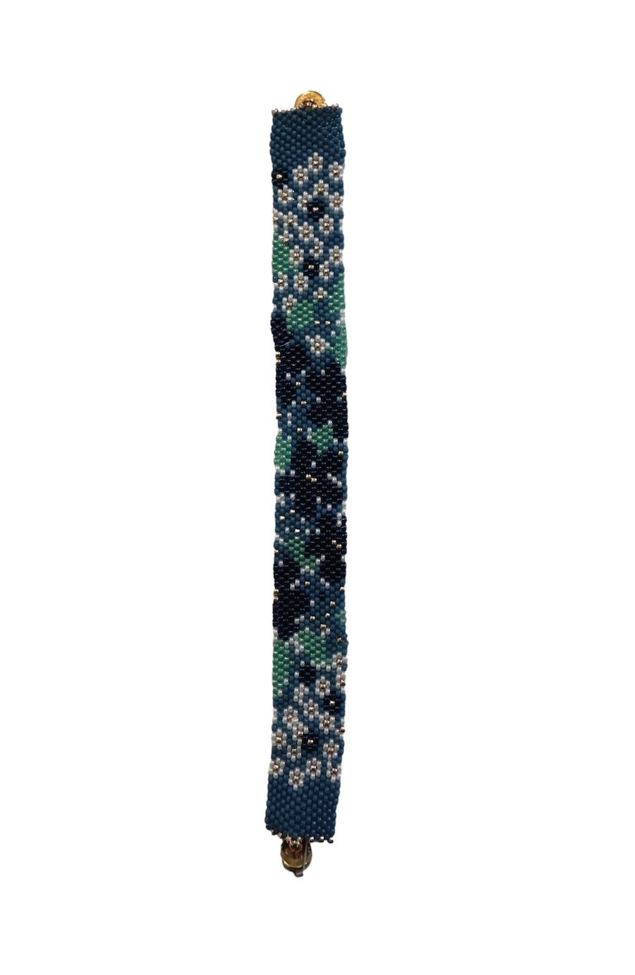 Blue & Green Handmade Peyote Beaded Bracelet | Crafted by Foxy's Leotards Founder - Foxy’s