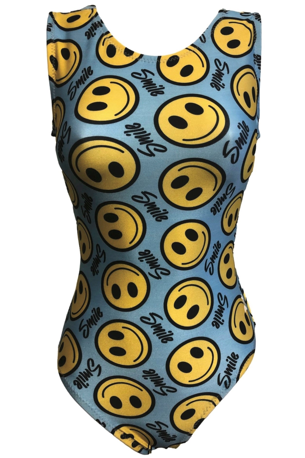 Be Happy Gymnastics Leotard - Foxy's Leos - Girls Open Back Smiley Face Leo - Foxy’s