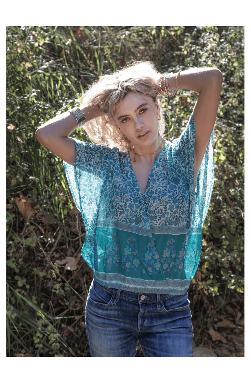 Penny Printed Crop Top Emerald - Foxy’s