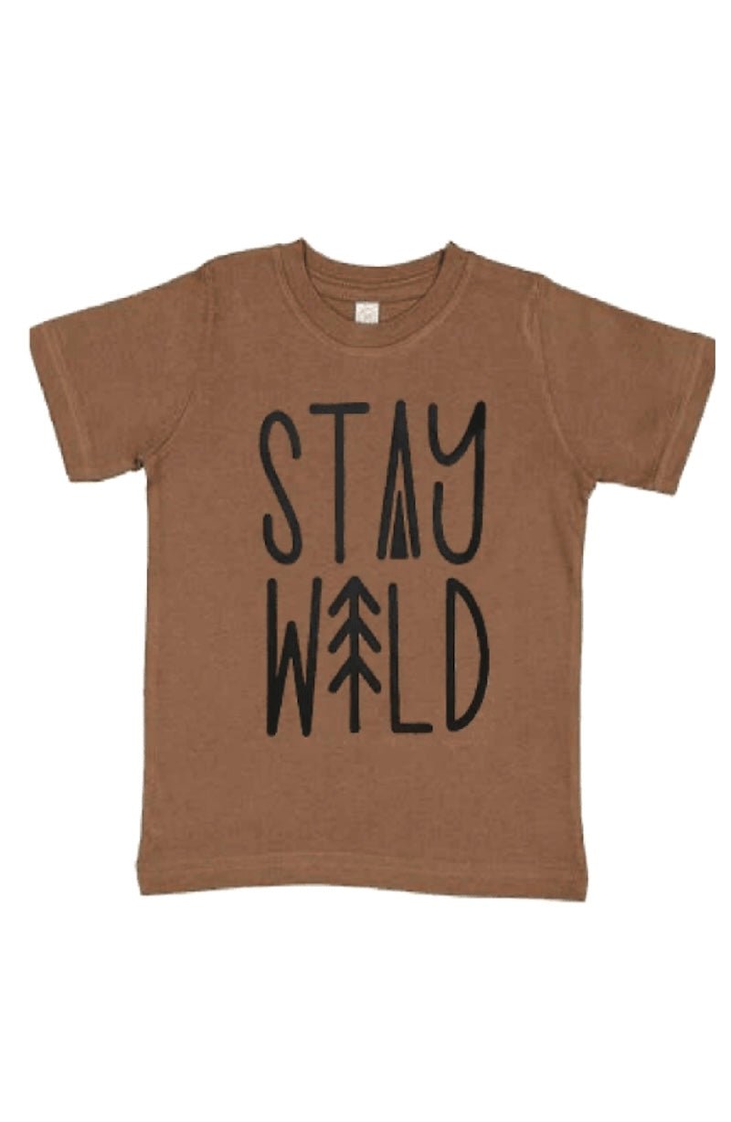 Stay Wild Boys T-Shirt - Nature Graphic Tee (Size Small - 5/6) - Foxy’s