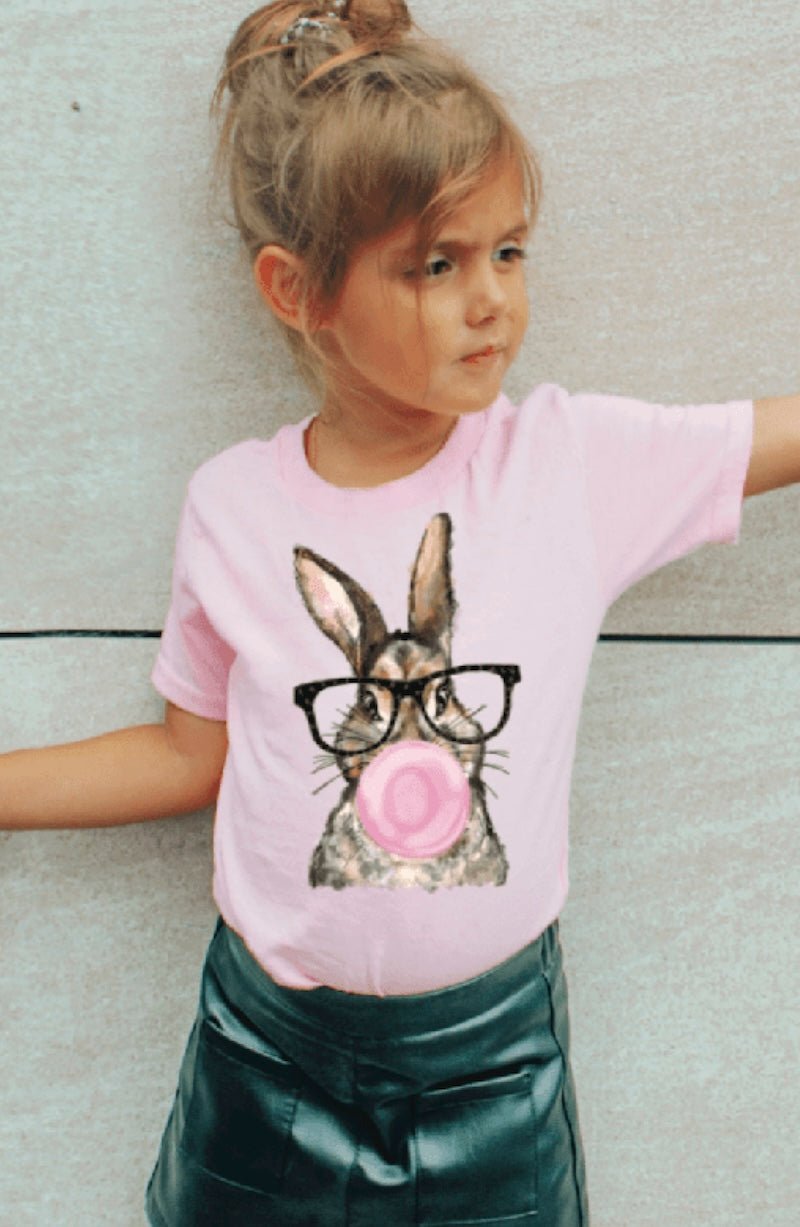 Bubble Gum Bunny Girls T-Shirt - Fun Easter Tee for Kids - Foxy’s