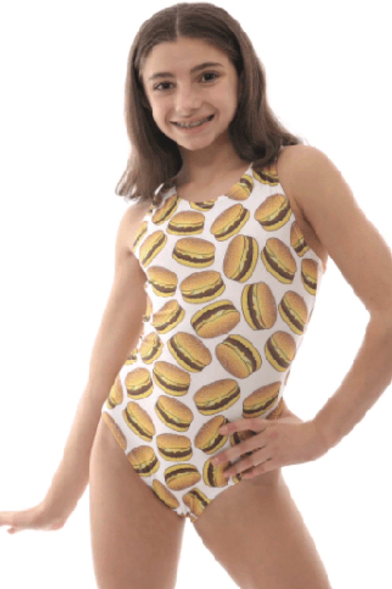 Girls Veggie Burgers & Fries Gymnastics Leotard | Foxy's Leotards - Foxy’s