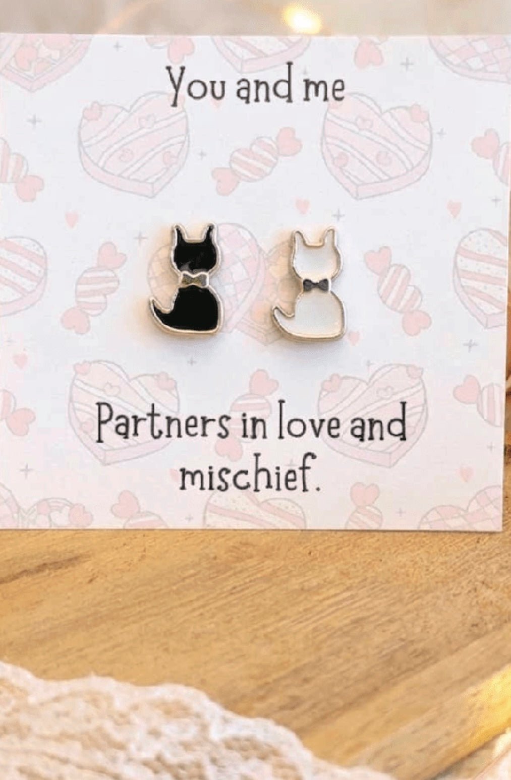 Partners In Love Cats Token Set Pocket Hug Keepsake Gift - Foxy’s