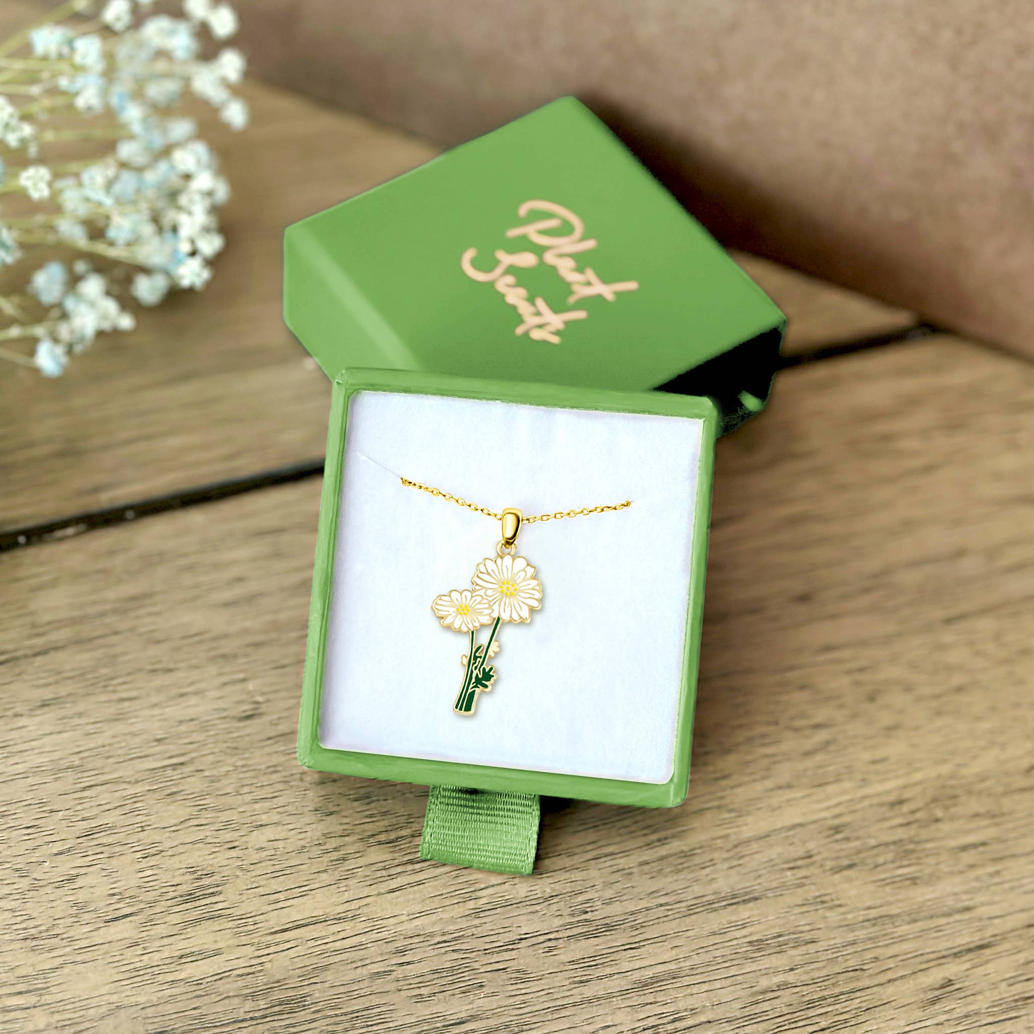 Daisy Birth Flower Necklace April Birth Flower Pendant - Foxy’s