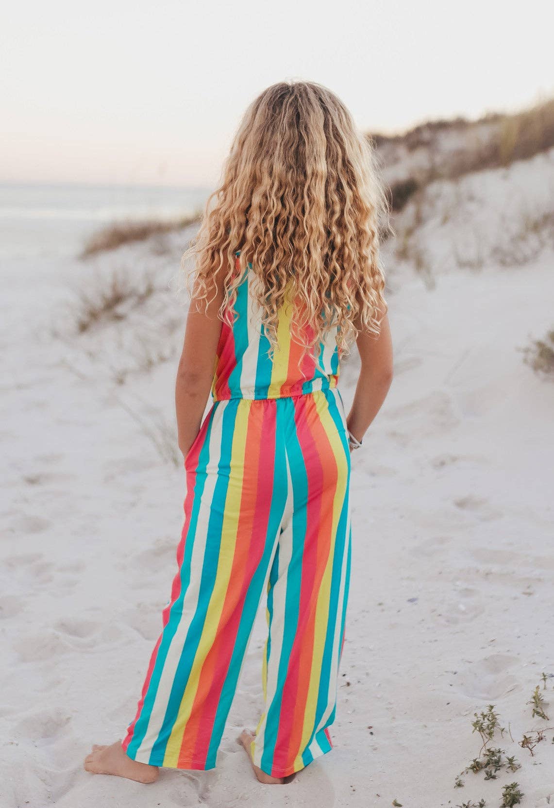 Kids Millie Rainbow Stripe Spring Jumpsuit With Pockets - Foxy’s