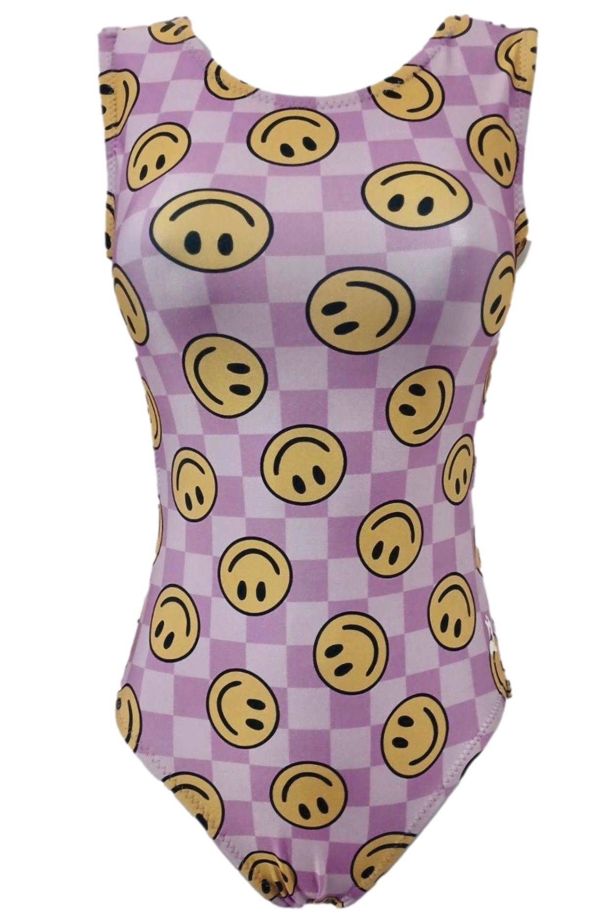 Lavender Checker Smiles Gymnastics Leotard - Foxy’s
