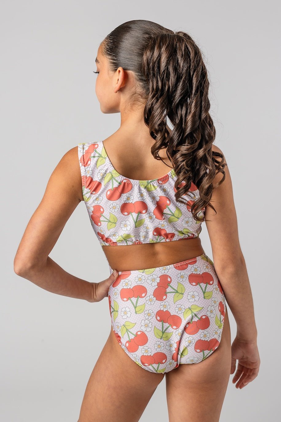 Cherries & Daisies Checkered Leotard | Fun Gymnastics & Dance Leotards - Foxy’s