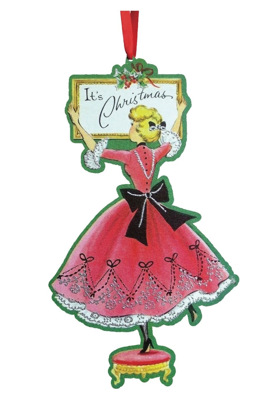 It's Christmas Vintage Lady with Sign Ornament - Foxy’s