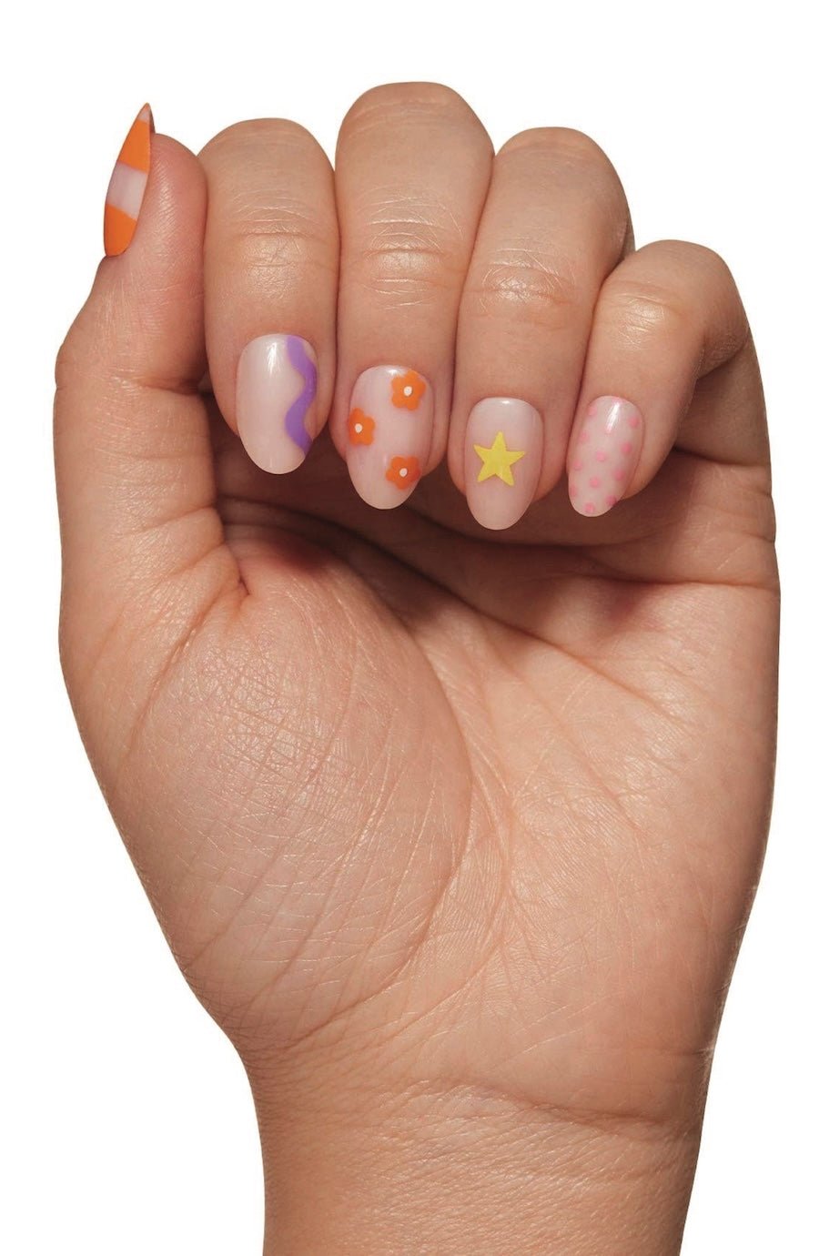 Wild Child Press-On Nails | Short Oval Multicolor Spring - Foxy’s