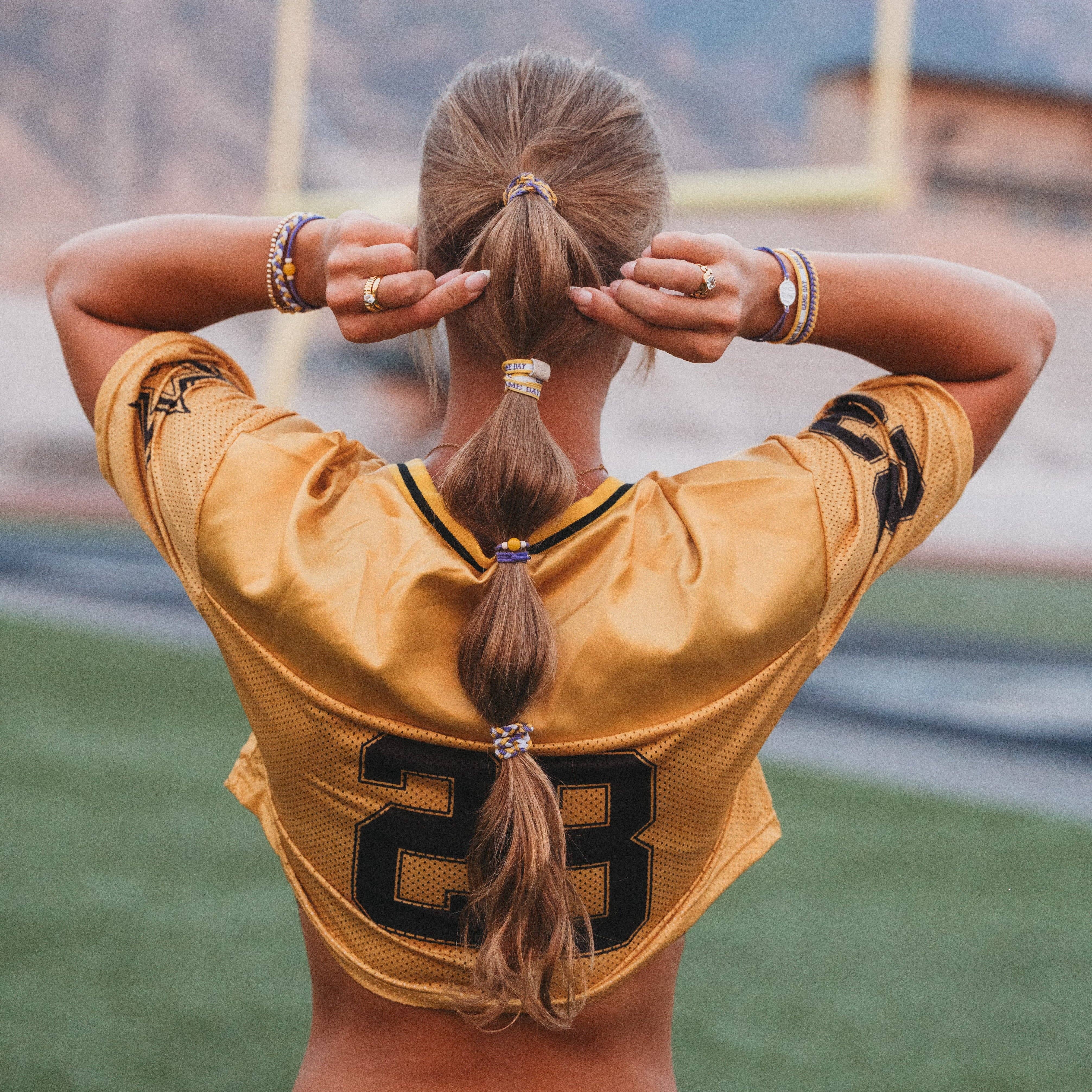 "Game Day" Purple & Yellow Hair Tie Bracelets