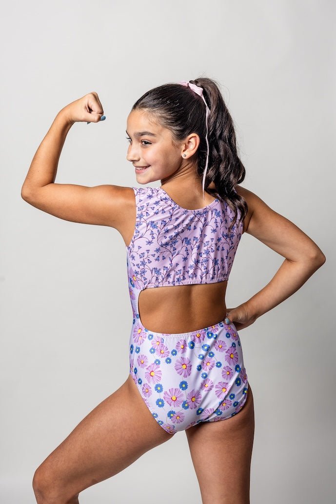 Daisies & Lavender Vines Vice Versa Leotard for Girls by Foxy's (Which Style Will You Choose) - Foxy’s