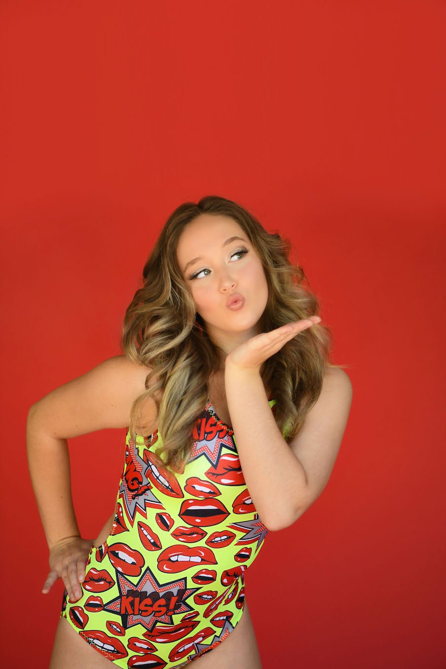 Kiss of Life Gymnastics Leotard - Red Lips Dance Leo - Foxy's Leotards - Made in USA - Foxy’s