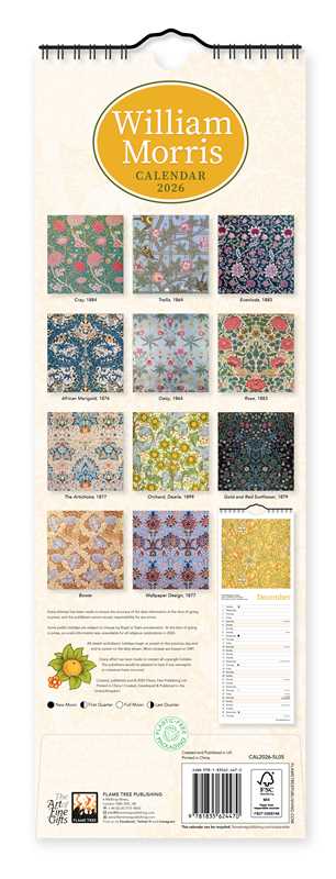 William Morris Slim Calendar 2026 (Art Calendar) by - Foxy’s