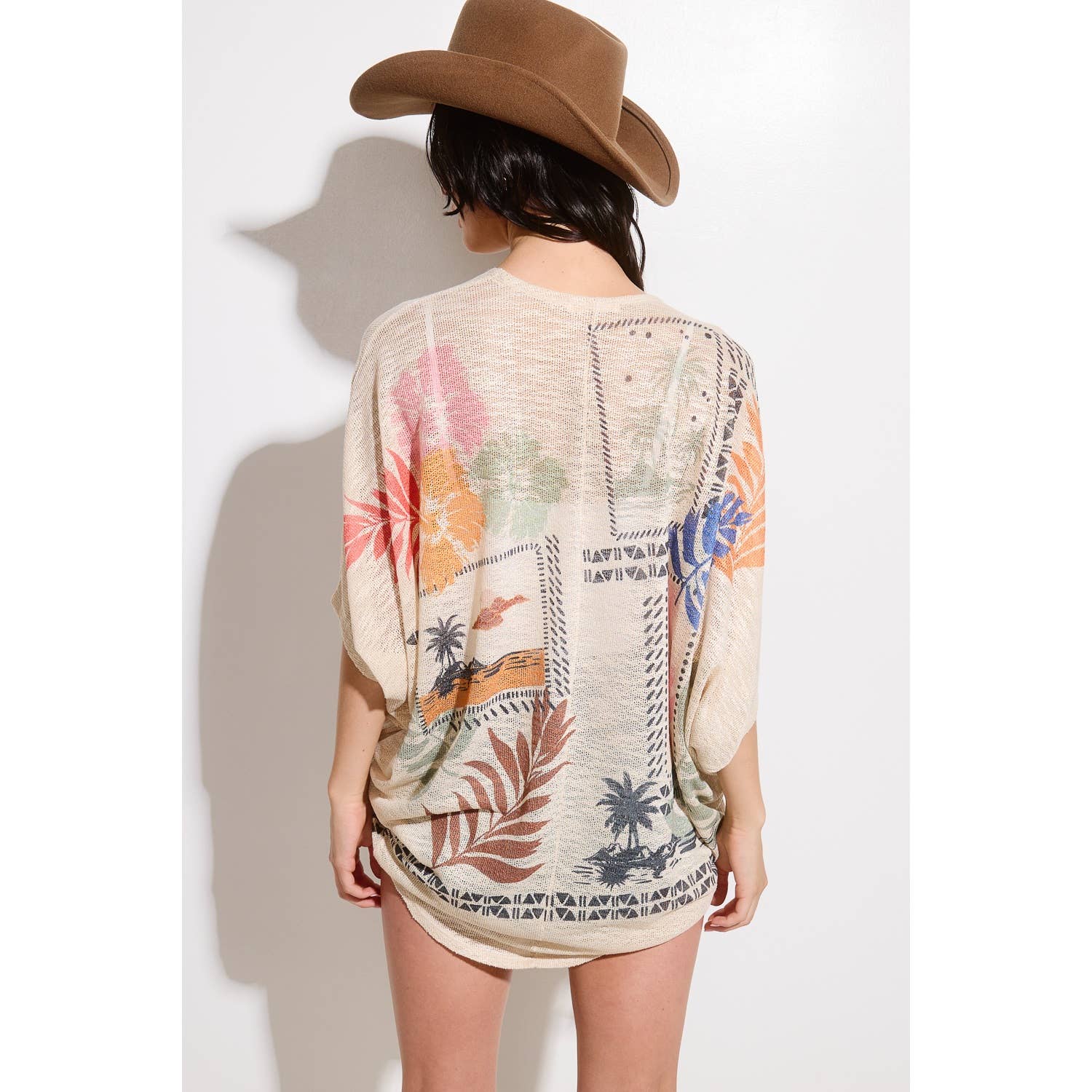 Tropical Print Kimono Loose Fit Cardigan - Foxy’s