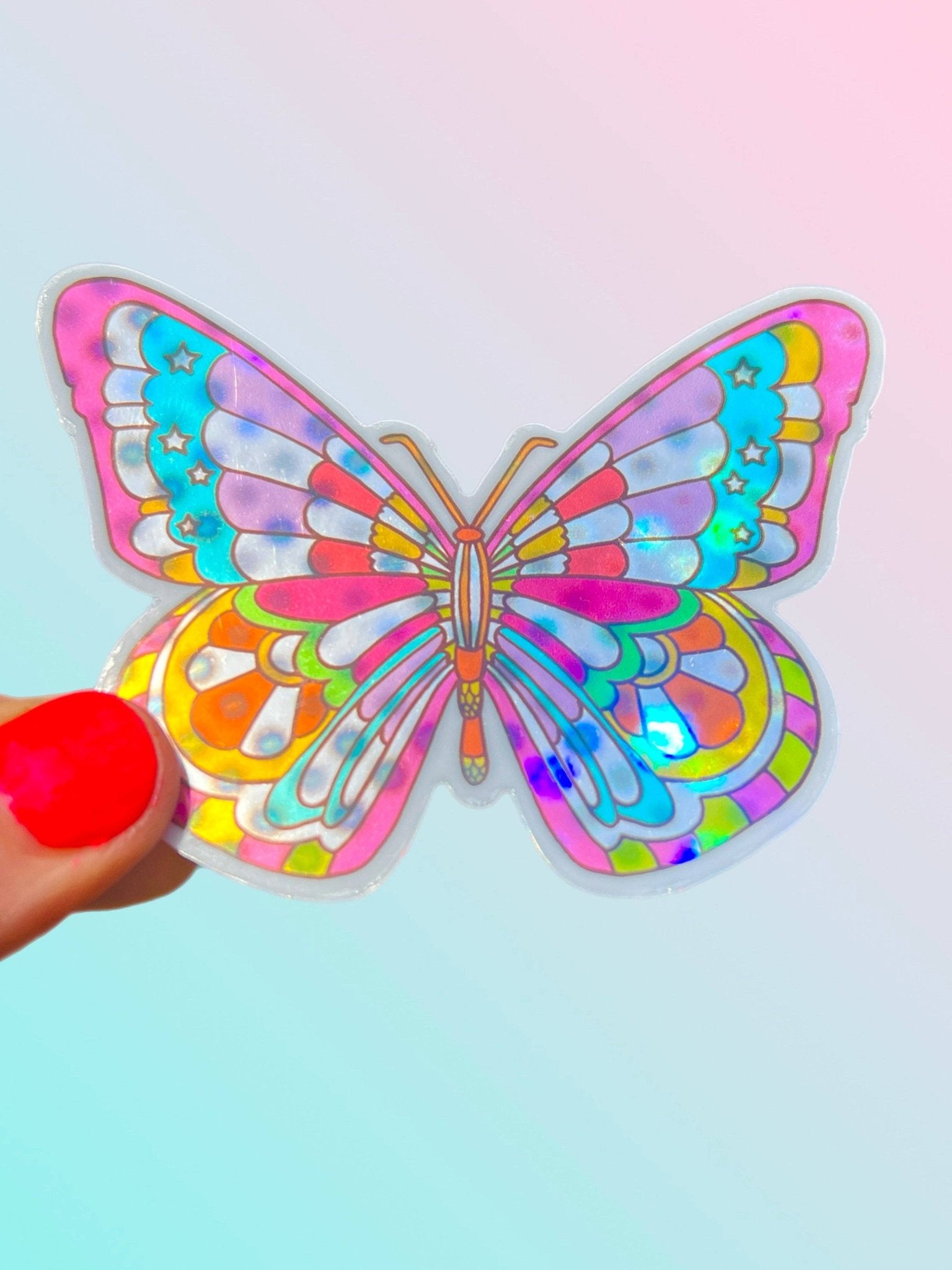 Butterfly Hologram Shimmer STICKER 3 Inch - Foxy’s
