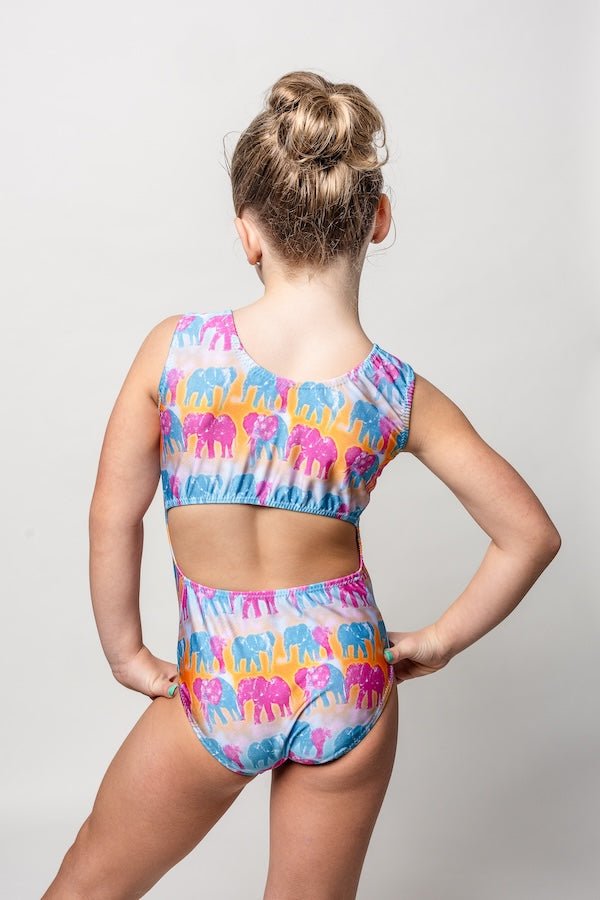 Vibrant Elephant Print Gymnastics Leotard - Bold & Unique Design - Foxy’s