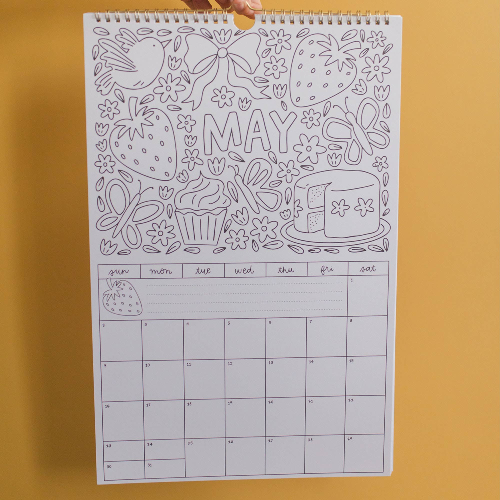 Color & Plan 2027 Spiral Hanging Wall Calendar - Foxy’s