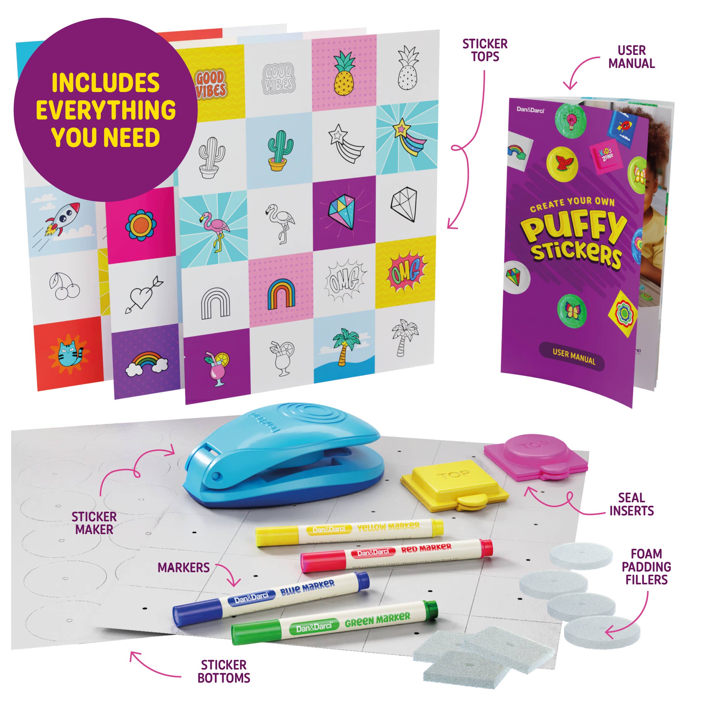 Puffy Sticker Maker Kit for Kids - Make Your Own 3D Stickers - Foxy’s