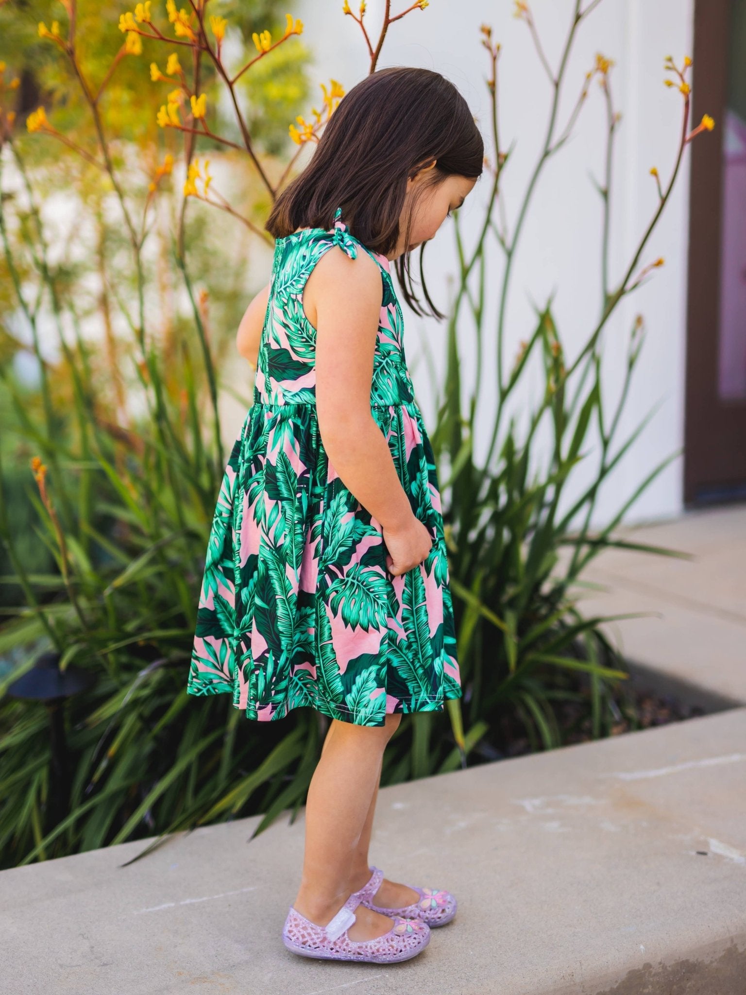 Knotted Shoulder Tank Little Girls Dress - Foxy’s