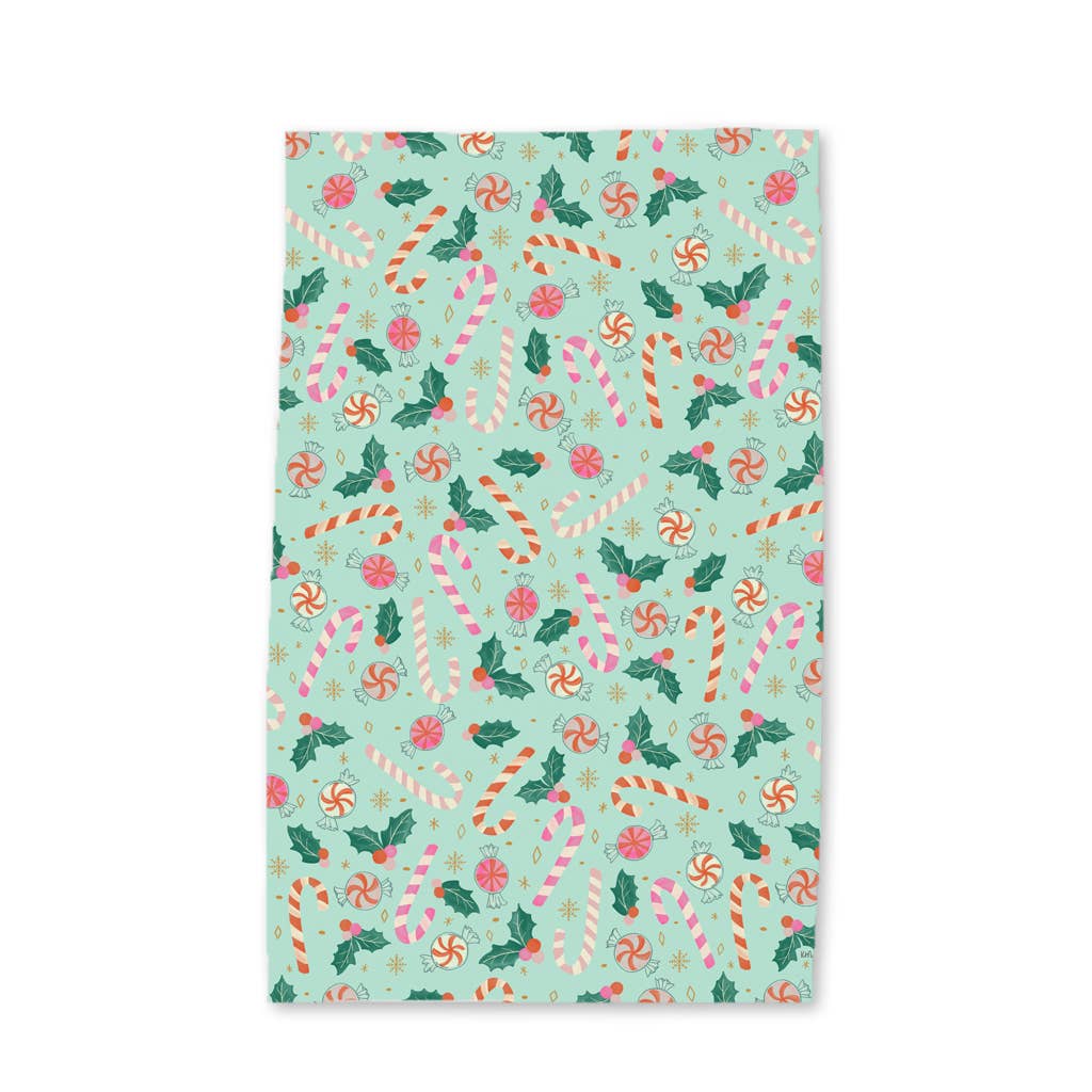 Christmas Candy Canes - Holiday Tea Towel