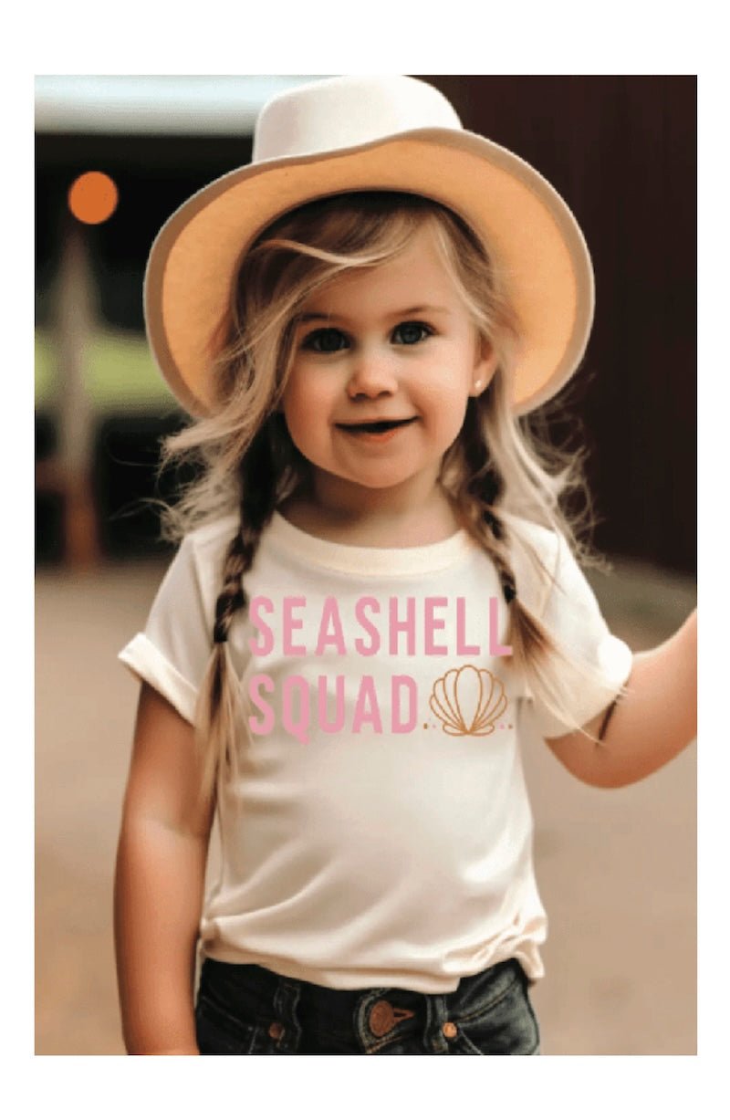 Girls Seashell Squad Summer Graphic Tee - Foxy’s