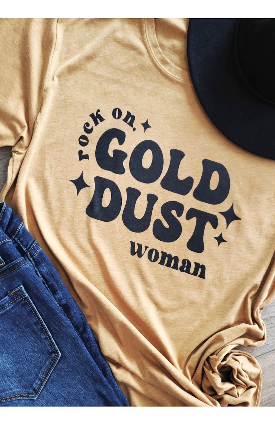 Rock On Gold Dust Woman Graphic Tee - Foxy’s