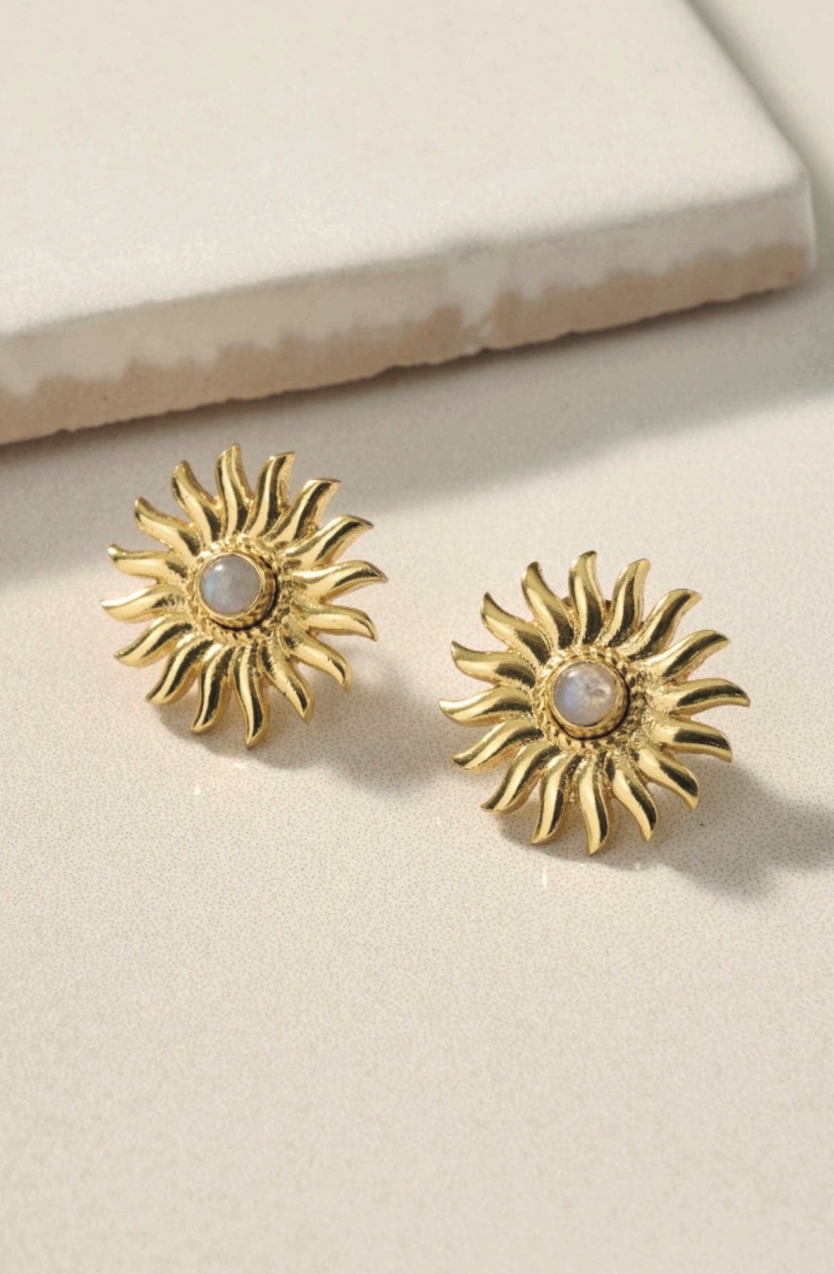 Sunburst Moonstone Post Earrings - Foxy’s