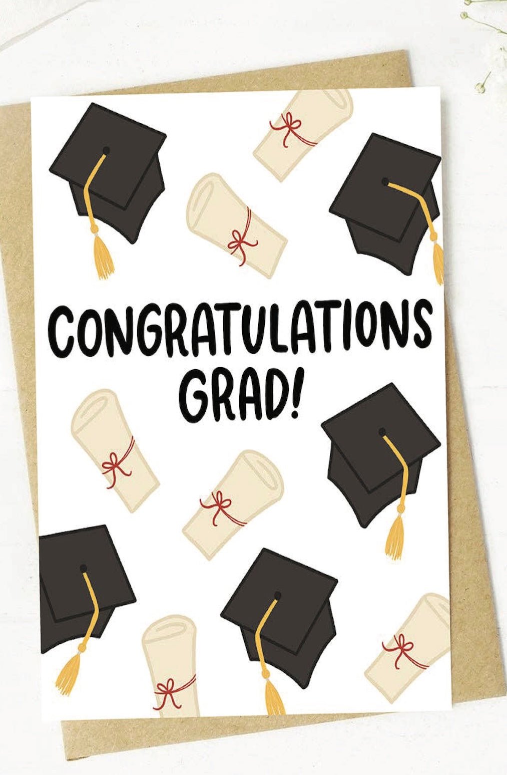 "Congratulations Grad!" Graduation Cap Diploma Card - Foxy’s