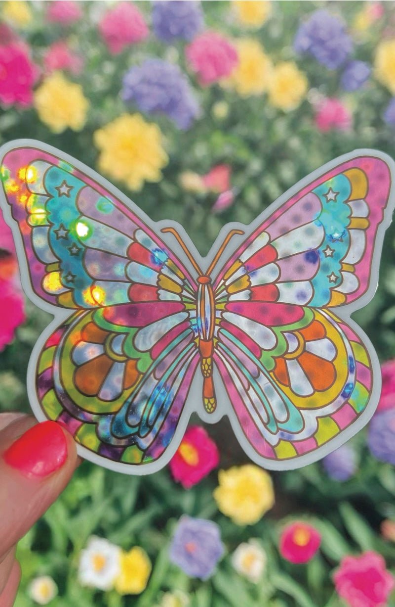 Butterfly Hologram Shimmer STICKER 3 Inch - Foxy’s