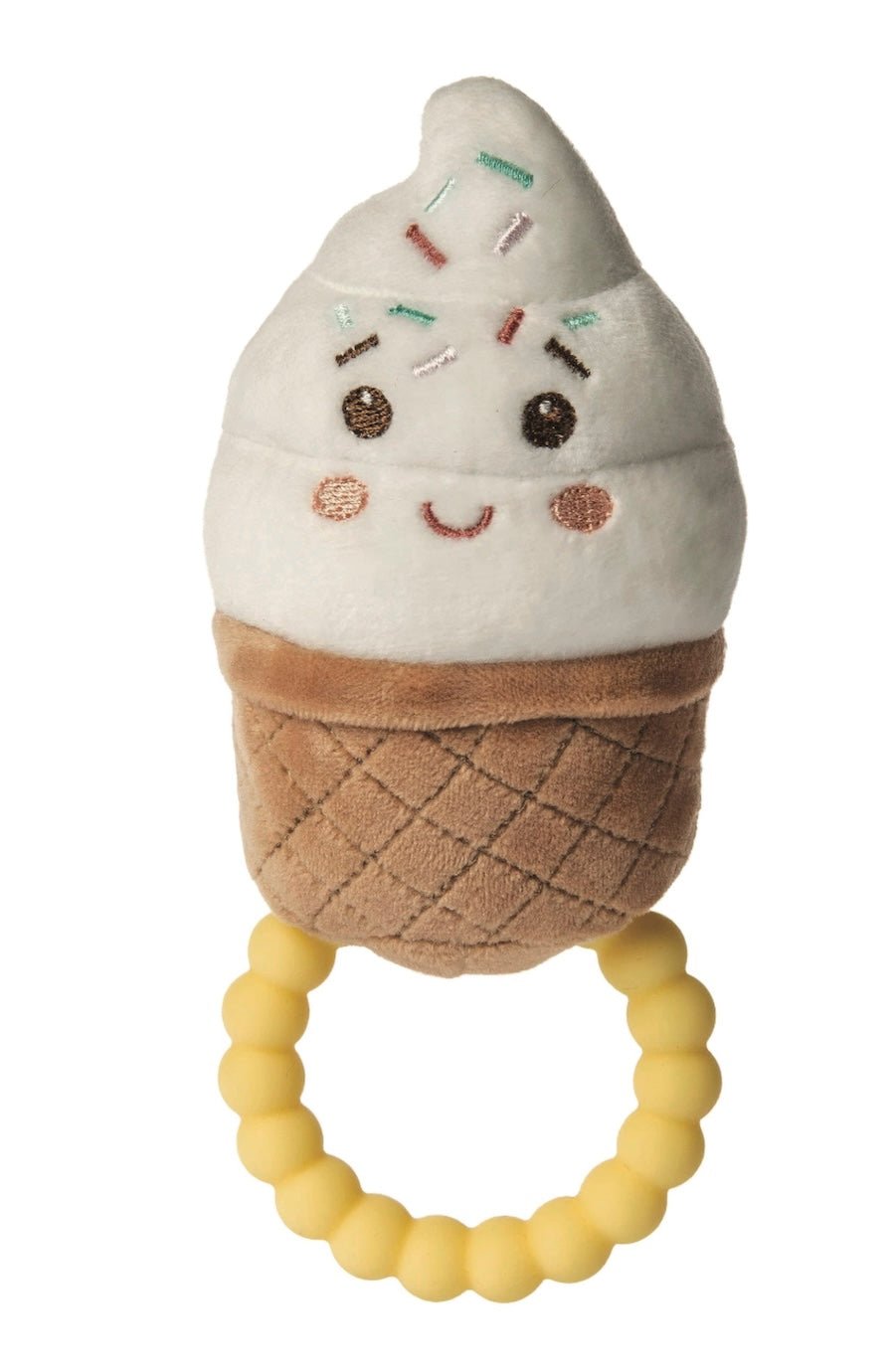 Sweet Soothie Sprinkly Ice Cream Teether Rattle - Soft Plush Teething Toy with Silicone Beads - Perfect for Baby! - Foxy’s