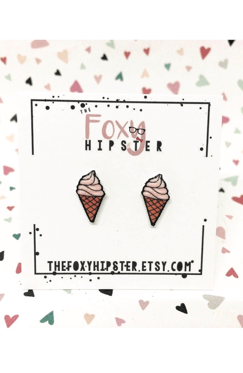 Ice Cream Cone Stud Earrings - Fun & Sweet Jewelry for Girls! - Foxy’s