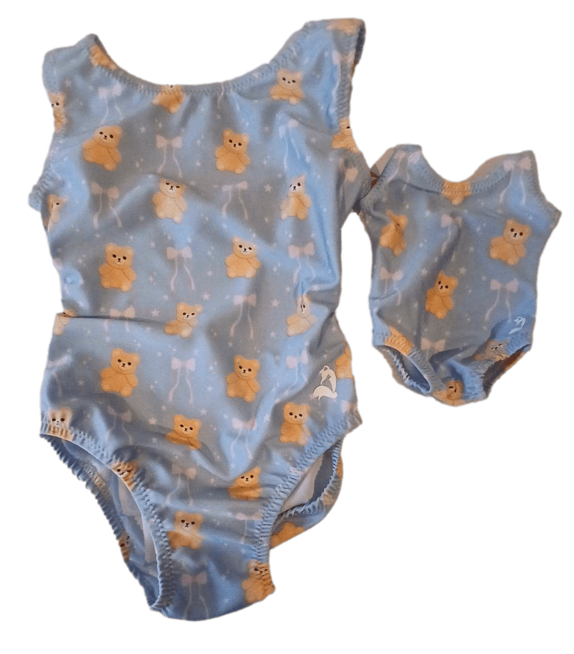 Baby Blue Bears & Bows Tumble Tot Matching Doll Leotard Set for Kids - Foxy’s