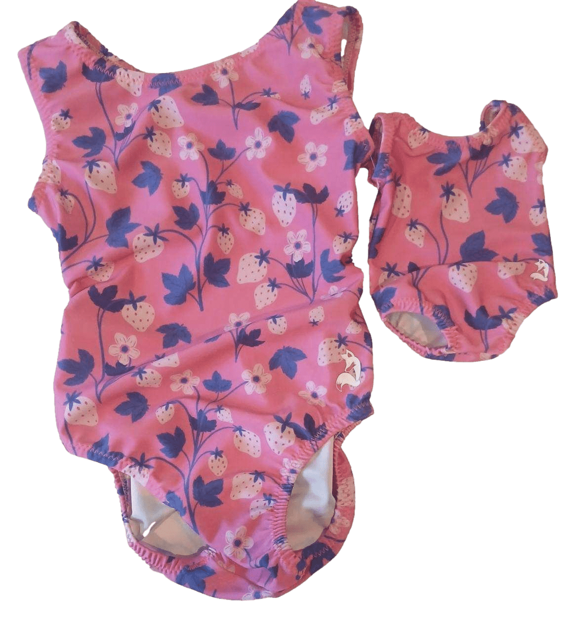 Pink Strawberry Tumble Tot Matching Doll Leotard Set for Kids - Foxy’s