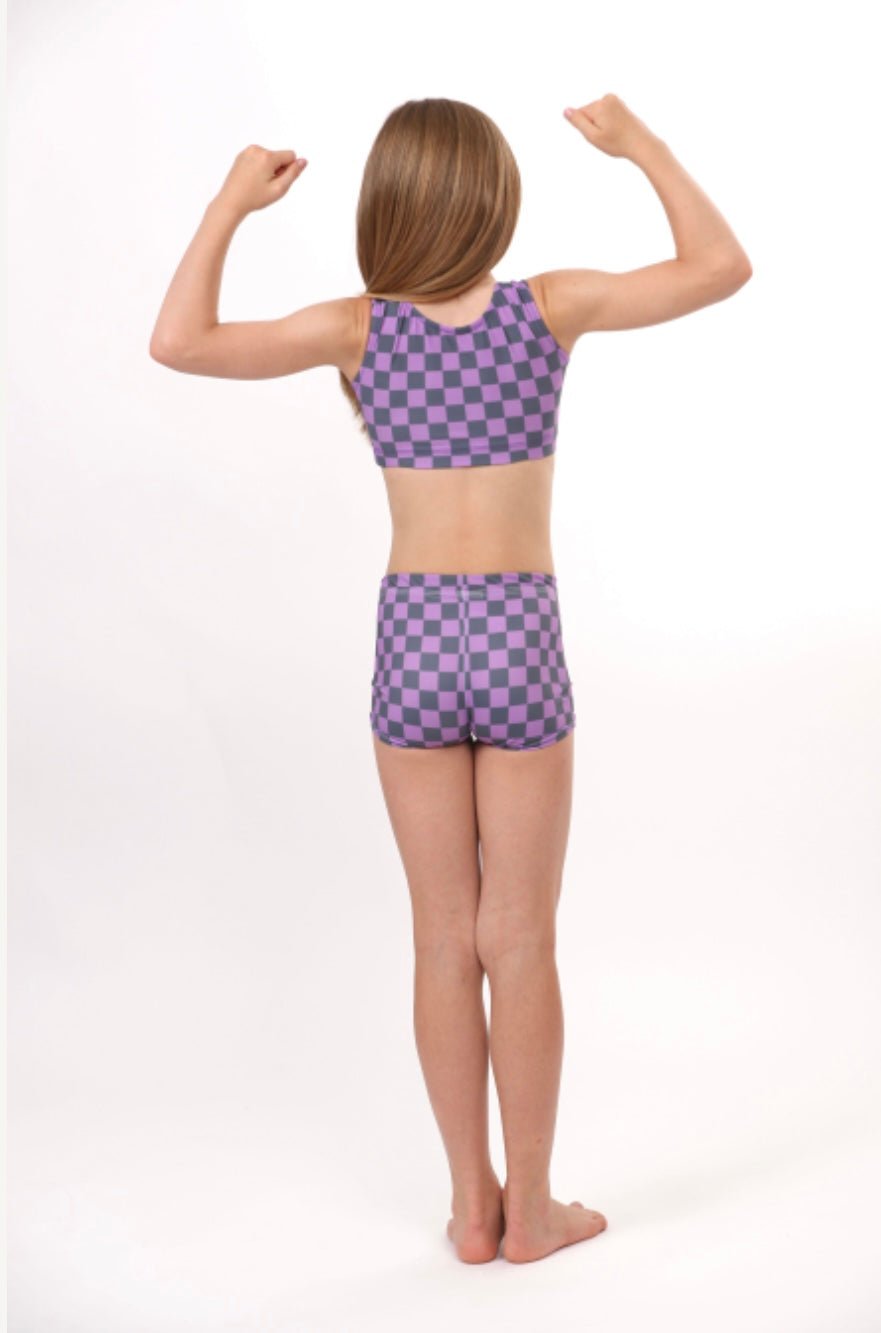 CHECKER: Purple Checkers 2 - Piece Yoga/Dance Set - Foxy’s