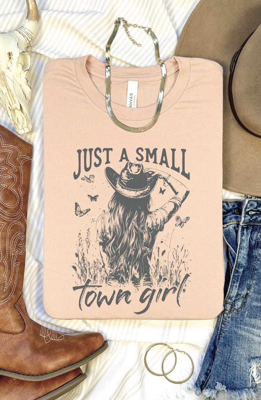 Just A Small Town Girl (Blue) T-Shirt | Western Graphic Tee - Foxy’s