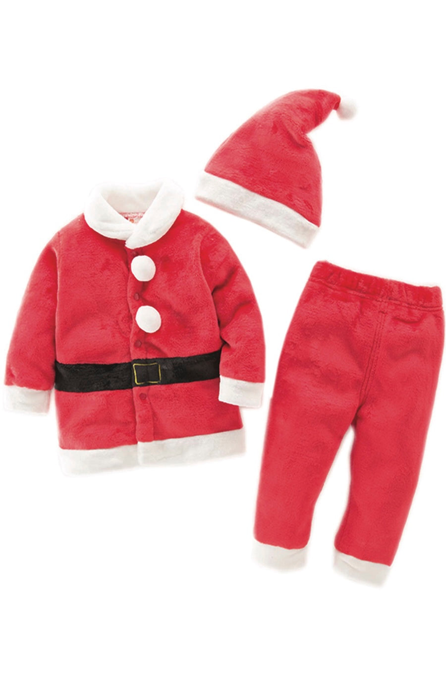 Red Santa Ultra Soft Fleece 3pcs Baby Costume Outfit