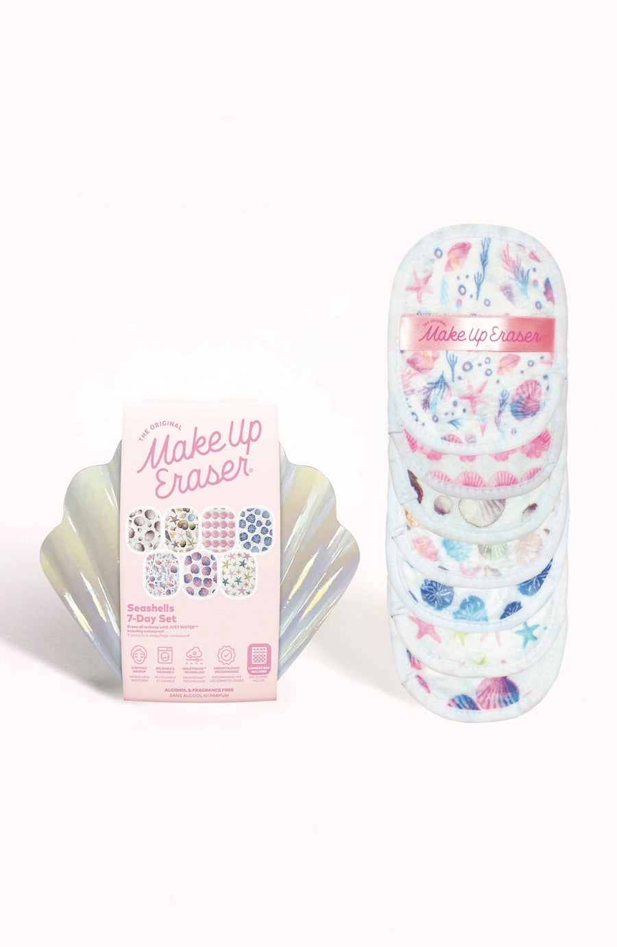 Make-up Eraser with floral design packaging on a white background