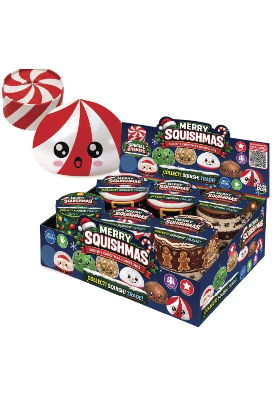 Fun Doh Christmas Dumpling Squishy Toy 12pc Holiday Display - Foxy’s