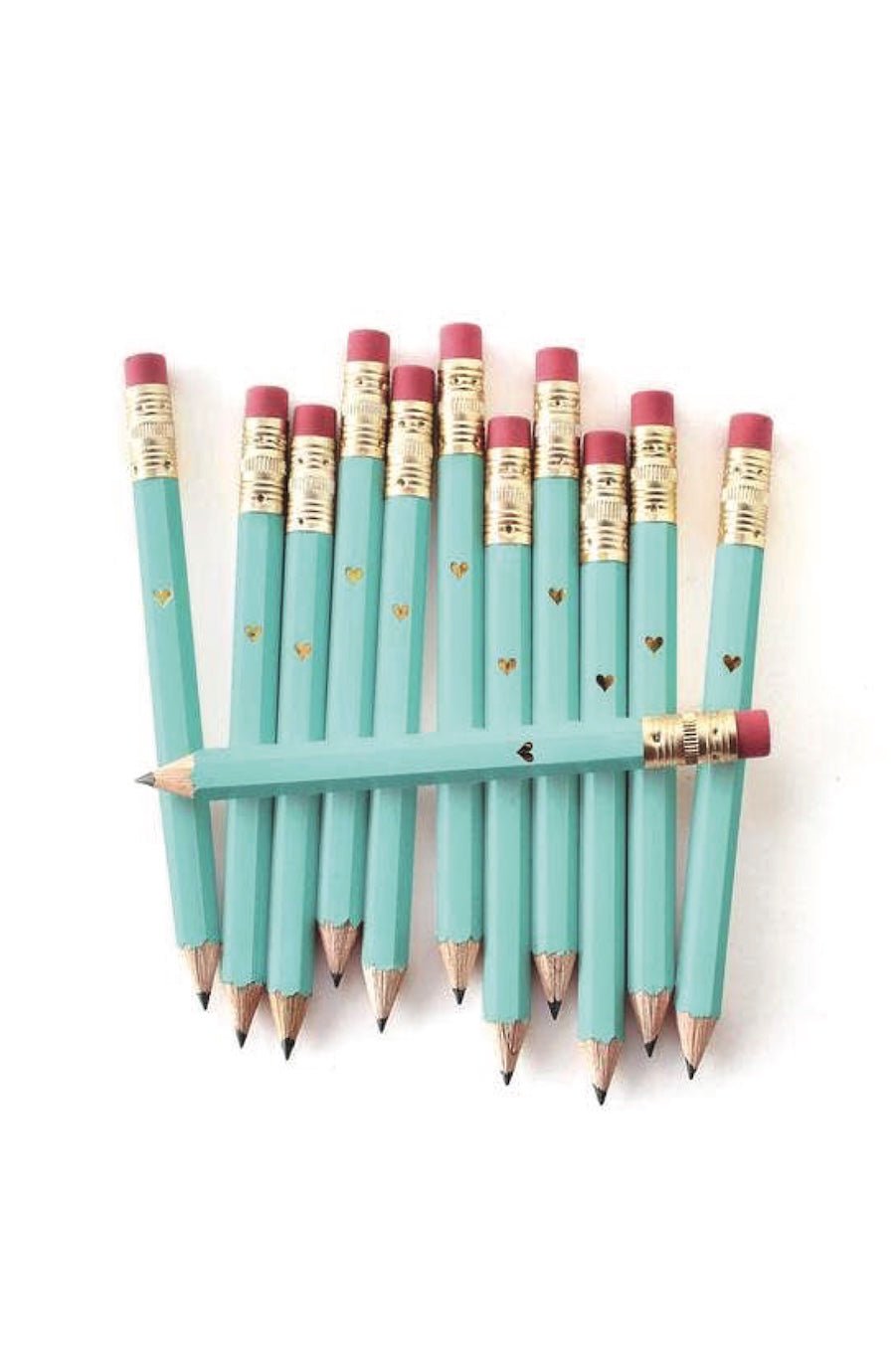 Mini Pencils - Gold Heart/Teal - Foxy’s